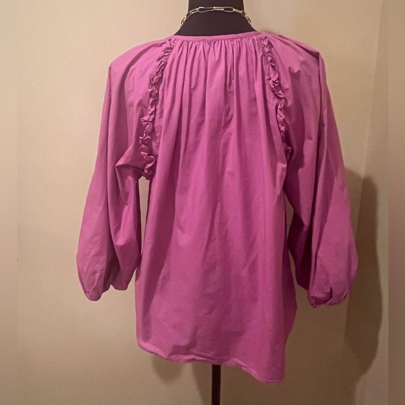 Cleobella Jess Azalea Ruffled Puff Sleeve Blouse, size Large - Picture 4 of 7